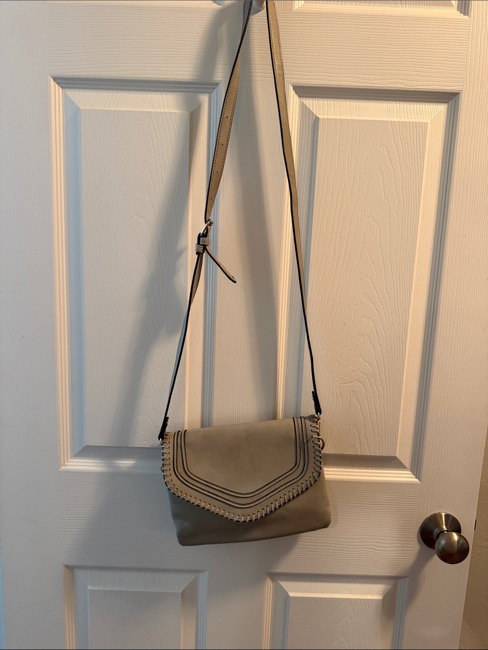 Women’s gray Crossbody Bag with Stitch Detail
